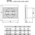 Ventilátor 100mm STYL 100/S provedení se svorkovnicí, koupelnový, 100m3/h, bílý