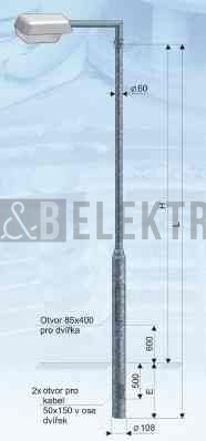 Stožár KLB 3,5-108/60 Z výška 3,5m osvětlovací bezpaticový žárový zinek Kooperativa