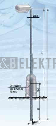 Stožár S 4-89/60 Z výška 4m osvětlovací paticový žárový zinek Kooperativa