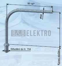 Výložník J 2-2500/60 Z rozebíratelný k osvětlovacím stožárům žár.zinek