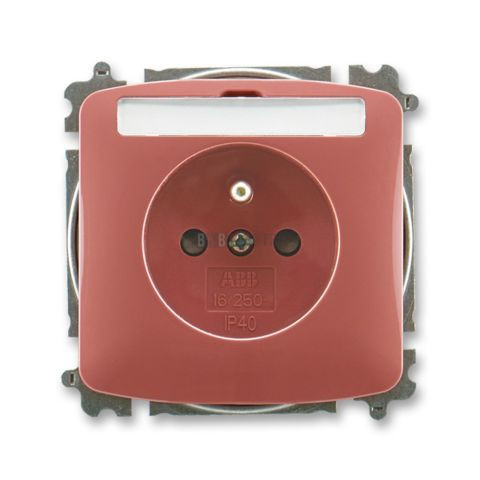 Tango® zásuvka jednonásobná s ochranným kolíkem, clonkami, popisovým polem, bezšroubové svorky 5519A-A02352 R2 vřesová červená ABB