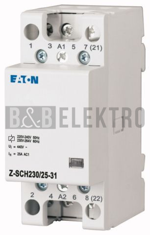 Stykač 25A/24V Z-SCH24/25-22 napětí cívky 24V AC, ,2 zapínací a 2 vypínací kontakty Eaton