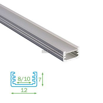Hliníkový SLIM profil + plexi 12,2x8mm, FKU22 pro LED pásky k přisazení v délce 1m