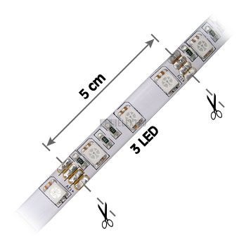 LED pásek  bílé teplé světlo 3000-3500K IP65 60LED/m čip 5050 (cena za sekci-5cm 3xLED)