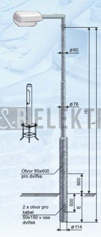Stožár KLL 4,5-114/76/60 Z výška 4,5m - stožár pro veřejné osvětlení bezpaticový Kooperati