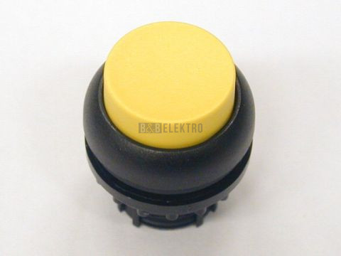M22S-DLH-Y tlačítko zvýšené bez aretace prosvětlené žluté,černý čelní kroužek