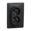 Unica NU206554 Dvojzásuvka pootočená 16A 230V, Antracit, Schneider Electric