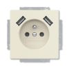 Future® linear, Solo®, Solo® carat zásuvka jednonásobná s kolíkem, s clonkami, s nabíjením 2xUSB-A 2CKA002017A1889 slonová kost ABB