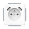 Future® linear, Solo®, Solo® carat, Busch-axcent® zásuvka jednonásobná s kolíkem, s clonkami, s nabíjením 2xUSB-A 2CKA002017A1891 studio bílá ABB