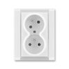Time® zásuvka dvojnásobná s clonkami a natočenou dutinou 5513F-C02357 01 bílá/ledová bílá ABB