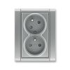 Time® zásuvka dvojnásobná s clonkami a natočenou dutinou 5513F-C02357 36 ocelová ABB