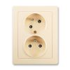 Swing®L zásuvka dvojnásobná s ochrannými kolíky, clonkami a natočenou dutinou, bezšroubové svorky 5513J-C02357 C1 krémová ABB