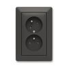 Zoni® zásuvka dvojnásobná s clonkami a natočenou dutinou 5513T-C02357 137 matná černá/bílá ABB