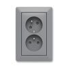 Zoni® zásuvka dvojnásobná s clonkami a natočenou dutinou 5513T-C02357 141 šedá/bílá ABB