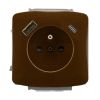 Tango® zásuvka jednonásobná s kolíkem, clonkami a nabíjením USB-A, USB-C 5569A-A32357 H hnědá ABB