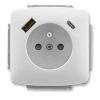 Tango® zásuvka jednonásobná s kolíkem, clonkami a nabíjením USB-A, USB-C 5569A-A32357 S šedá ABB
