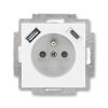 Levit® zásuvka jednonásobná s kolíkem, clonkami a nabíjením USB-A, USB-C 5569H-A32357 01 bílá/ledová bílá ABB