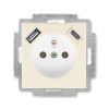 Levit® zásuvka jednonásobná s kolíkem, clonkami a nabíjením USB-A, USB-C 5569H-A32357 17 slonová kost/bílá ABB