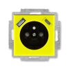 Levit® zásuvka jednonásobná s kolíkem, clonkami a nabíjením USB-A, USB-C 5569H-A32357 64 žlutá/kouřová černá ABB
