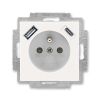 Levit®M zásuvka jednonásobná s kolíkem, clonkami a nabíjením USB-A, USB-C 5569H-A32357 68 perleťová/ledová bílá ABB