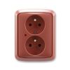 Tango® zásuvka dvojnásobná s ochrannými kolíky, ochranou před přepětím, šroubové svorky 5592A-A2349R2 vřesová červená ABB