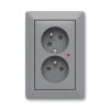 Zoni® zásuvka dvojnásobná s clonkami, natočenou dutinou a ochranou před přepětím 5593T-C02357 141 šedá/bílá ABB