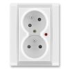 Time® zásuvka dvojnásobná s ochrannými kolíky, clonkami, natočenou dutinou a ochranou před přepětím 5593F-C02357 03 bílá/bílá ABB
