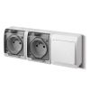 GALATEA IP44 Přepínač střídavý č.6+zásuvka 2x 2P+PE (bílá / průhledné víčko) typ 5327-21 famatel