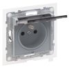 Suno zásuvka 2p+T s dětskou ochranou, barva hliník, krytí IP44, Legrand 721386