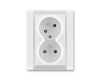 Time® zásuvka dvojnásobná s clonkami a natočenou dutinou 5513F-C02357 01 bílá/ledová bílá ABB
