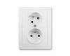 Swing®L zásuvka dvojnásobná s ochrannými kolíky, clonkami a natočenou dutinou, bezšroubové svorky 5513J-C02357 B1 jasně bílá ABB