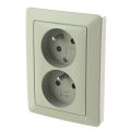 Zoni® zásuvka dvojnásobná s clonkami a natočenou dutinou 5513T-C02357 143 olivová/bílá ABB