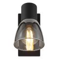 Svítidlo GLOBO 54307-1 CLAUDE, E14 1x40W, kov černý, kouřové sklo, s vypínačem, nástěnné