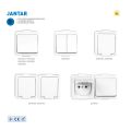 Vypínač JANTAR č.7. křížový VP-7 krytí IP44 bílá barva GXNP006
