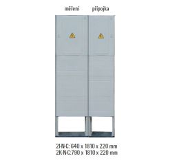 Sestava HELGA 2K-N-C (ES212+100) elektroměrová a přípojková skříň pro ČEZ, E.ON v pilíři