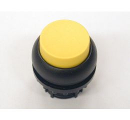 M22S-DRLH-Y tlačítko zvýšené s aretací prosvětlené žluté,černý čelní kroužek