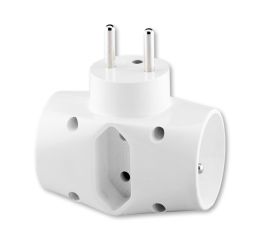 Rozbočka 5323-23 B bílá, 2x kulatá+1x plochá zásuvka, ABB