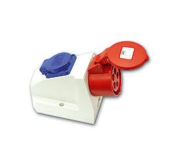 Zásuvka  32A,5pól 9225-6f nástěnná Combo se zabudovanou zásuvkou 230V/16A "PCE"