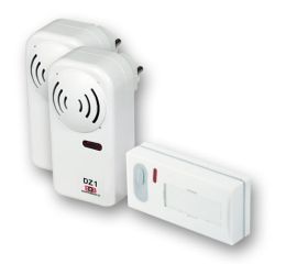 Zvonek bezdrátový DZ2 -1 se 2 zvonky dosah až 120m GONG do zásuvky 230V
