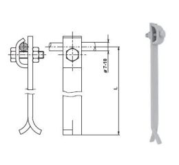 PV  1b-25 podpěra vedení hromosvodu do zdiva, délka 250mm, provedení FeZn