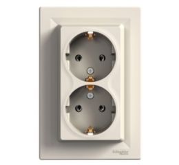 Asfora-EPH9900123 Zásuvka 2násobná schuko, krémová  schneider