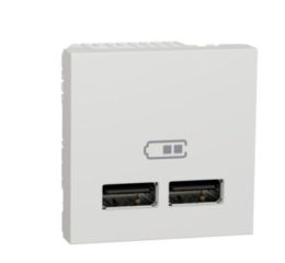 Unica NU341818 Dvojitý nabíjecí USB A+A konektor 2.1A, bílý, Schneider Electric