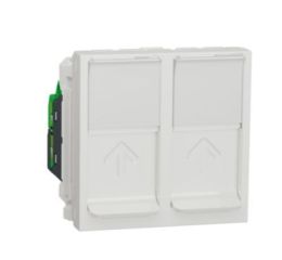 Unica NU342018 Zásuvka datová 2xRJ45 Kat.5e UTP, 2M, Bílá, Schneider Electric