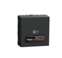 Unica NU301954 Dvojitý nabíjecí USB konektor A+C 18W, 2.4A, Antracit, Schneider Electric