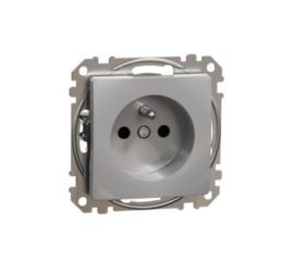 Zásuvka SEDNA Design/Elements jednonásobná clonky bezšroubová svorka aluminium (hliník) Schneider SDD113012