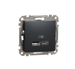 Zásuvka SEDNA Design/Elements USB A+C nabíječka 2.4A antracit Schneider SDD114402