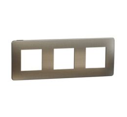 Unica Studio Metal NU280652M Rámeček trojnásobný, Bronze/Černý, Schneider Electric