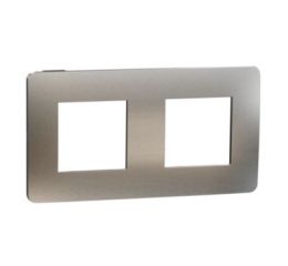 Unica Studio Metal NU280456M Rámeček dvojnásobný, White Aluminium/Černý, Schneider Electric