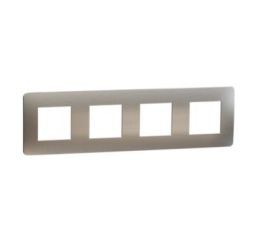 Unica Studio Metal NU280855M Rámeček čtyřnásobný, White Aluminium/Bílý, Schneider Electric