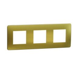 Unica Studio Metal NU280659M Rámeček trojnásobný, Gold/Bílý, Schneider Electric